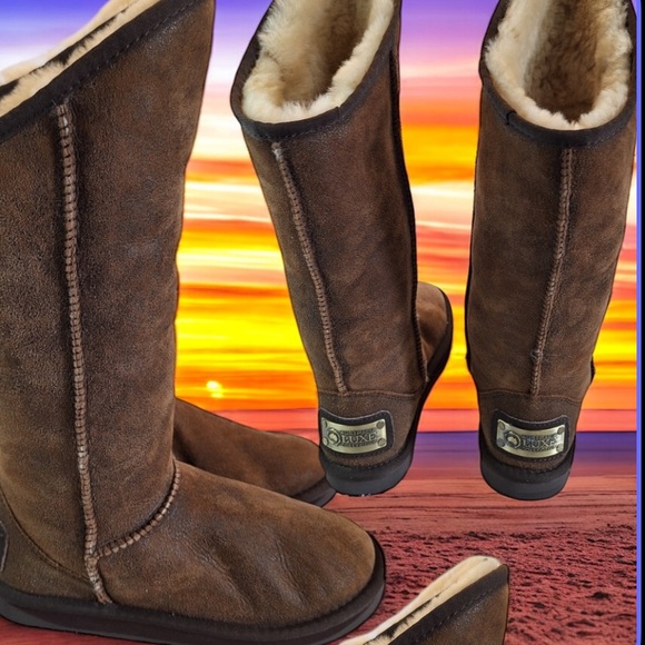 Australia Luxe Collective Tall Brown Boots Suede Shearling - Picture 1 of 4